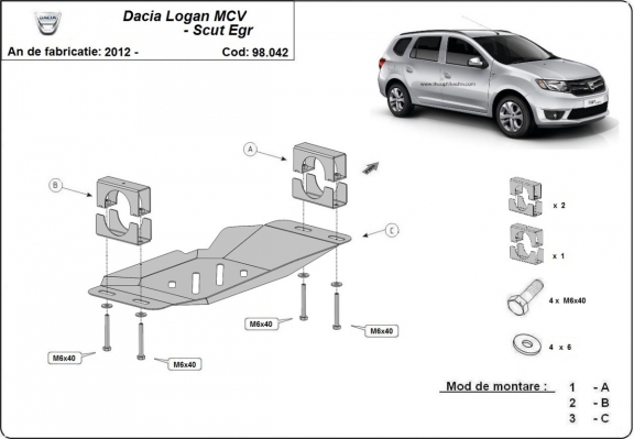 Steel guard for Stop&Go system, EGR Dacia Logan MCV