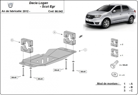 Steel guard for Stop&Go system, EGR Dacia Logan 2