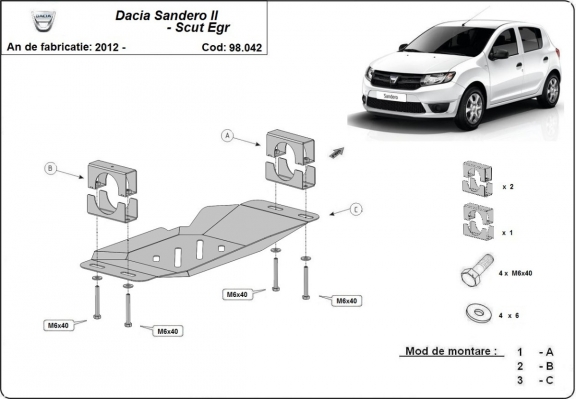 Steel guard for Stop&Go system, EGR Dacia Sandero 2