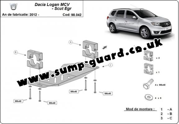 Steel guard for Stop&Go system, EGR Dacia Logan MCV