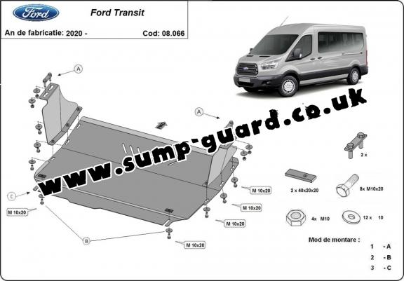 Steel sump guard for Ford Transit - FWD