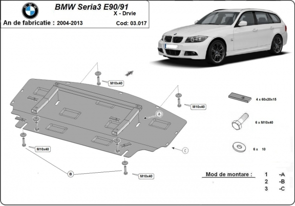 Steel radiator guard for BMW seria 3 - E90