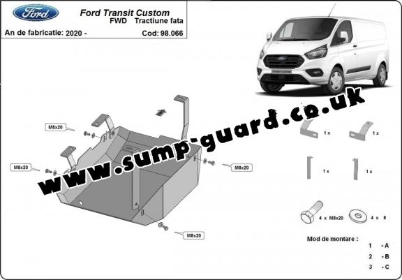 Steel AdBlue tank guard for Ford Transit Custom