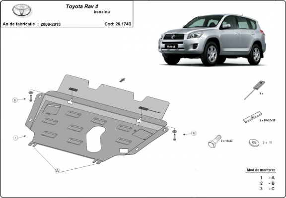Steel sump guard for Toyota RAV 4 petrol