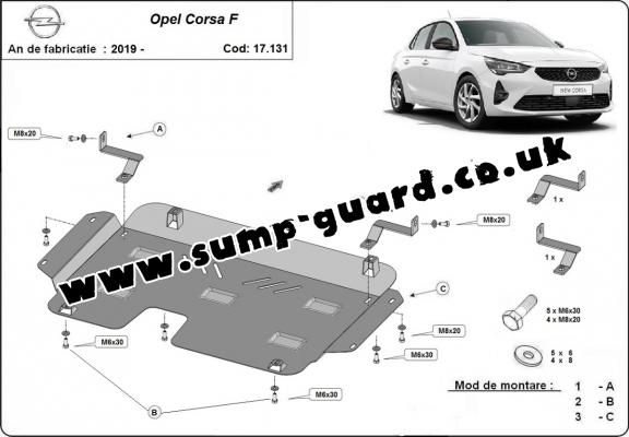 Steel sump guard for Vauxhall Corsa F