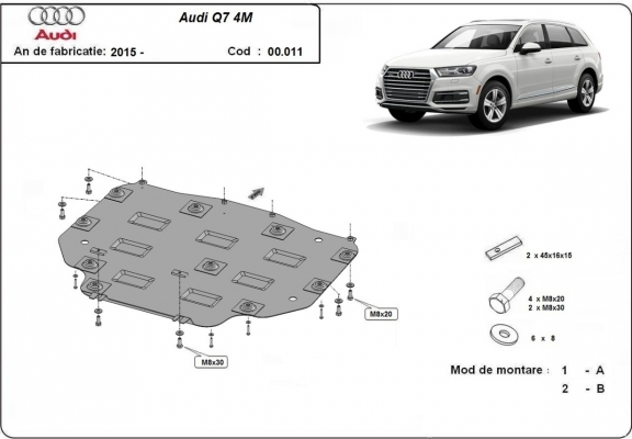 Steel gearbox guard for Audi Q7 