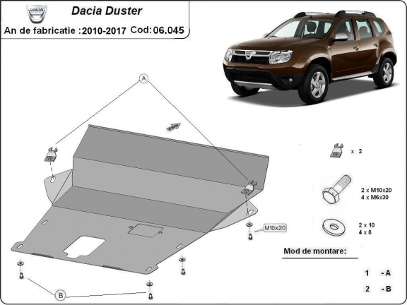 Steel sump guard for Dacia Duster - 2,5 mm