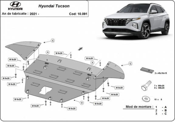 Steel sump guard for Hyundai Tucson