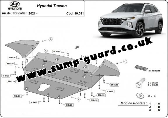 Steel sump guard for Hyundai Tucson