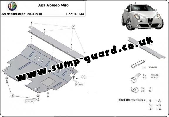 Steel sump guard for Alfa Romeo Mito
