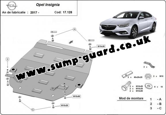 Steel sump guard for Vauxhall Insignia B