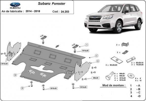 Steel sump guard for Subaru Forester 4