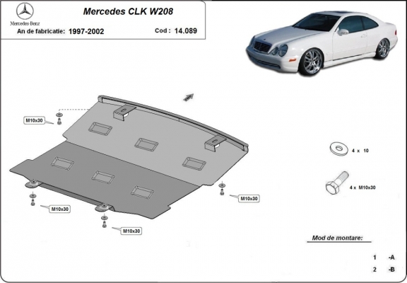 Steel sump guard for Mercedes CLK W208