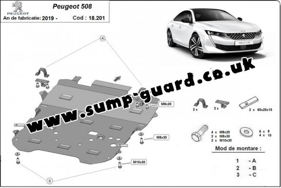 Steel sump guard for Peugeot 508