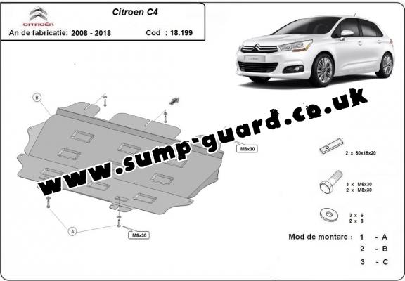 Steel sump guard for Citroen C4