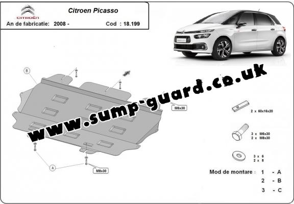 Steel sump guard for Citroen C4 Picasso