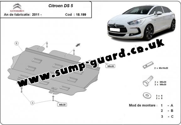 Steel sump guard for Citroen DS5