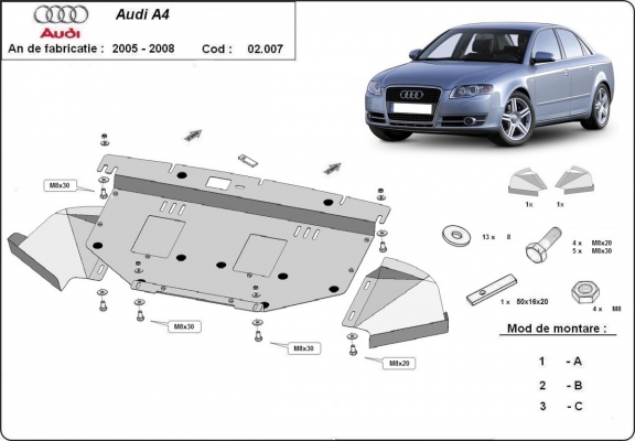 Steel sump guard for Audi A4  B7 All Road