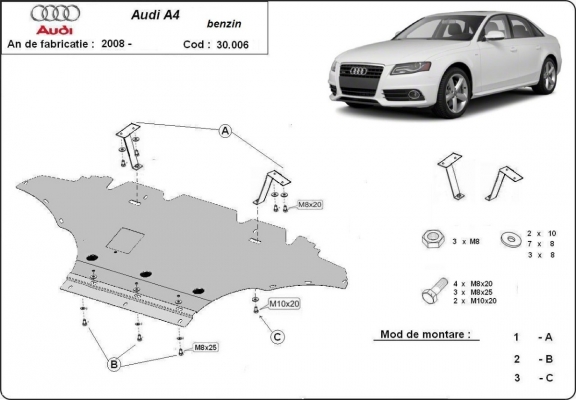 Steel sump guard for Audi A4 B8 All Road, petrol