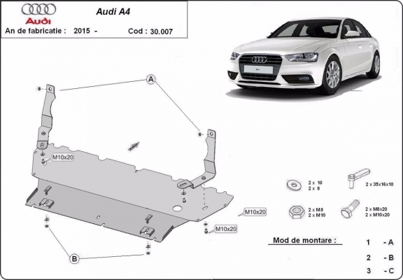 Steel sump guard for Audi A4  B9 All Road