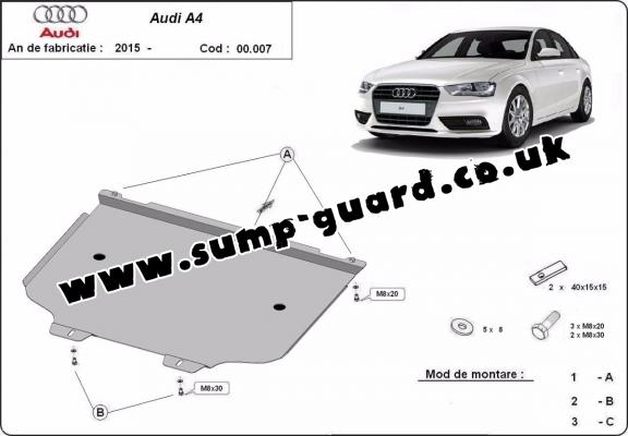 Steel gearbox guard for Audi A4 B9 All Road