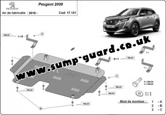 Steel sump guard for Peugeot 2008