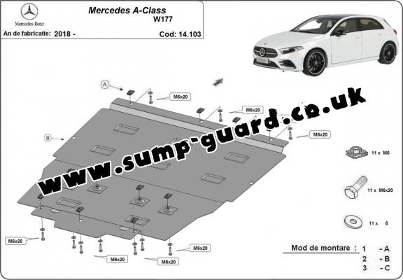 Steel sump guard for Mercedes A-Class W177