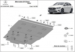 Steel sump guard for Mercedes B-Class W247