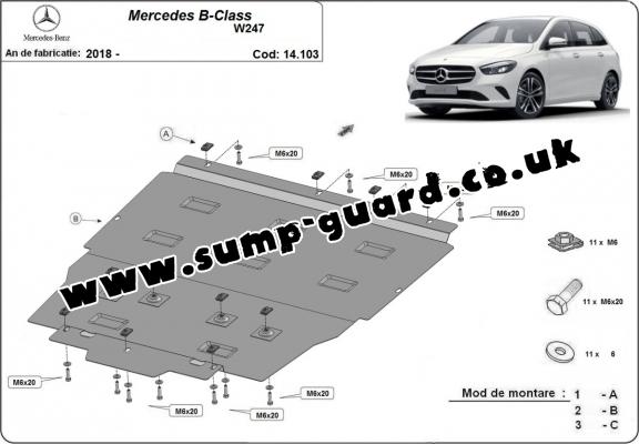 Steel sump guard for Mercedes B-Class W247