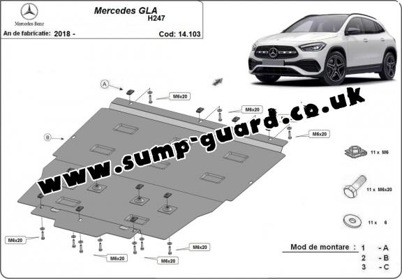 Steel sump guard for Mercedes GLA H247