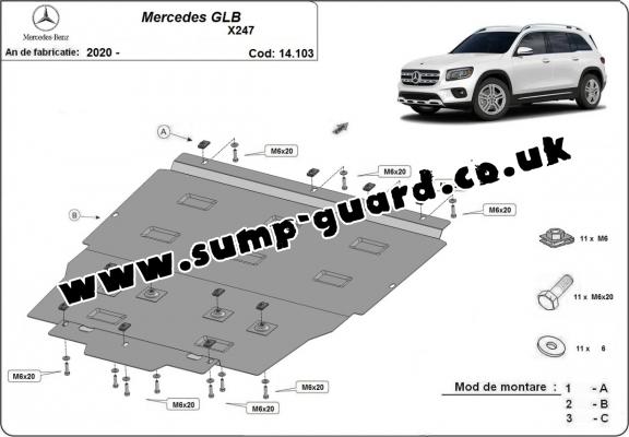 Steel sump guard for Mercedes GLB X247