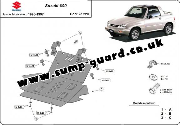 Steel sump guard for Suzuki X90