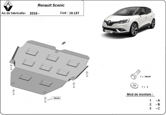 Steel sump guard for Renault Scenic 4