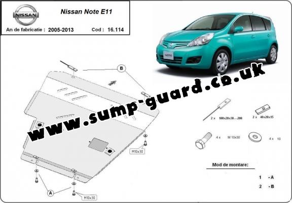 Steel sump guard for Nissan Note