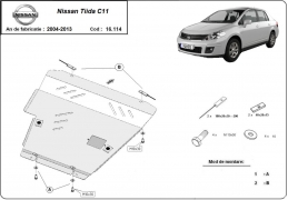 Steel sump guard for Nissan Tiida