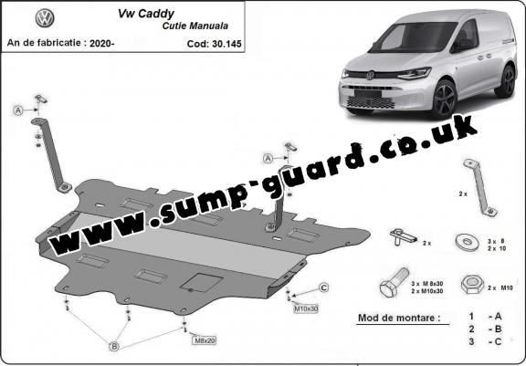 Steel sump guard for VW Caddy