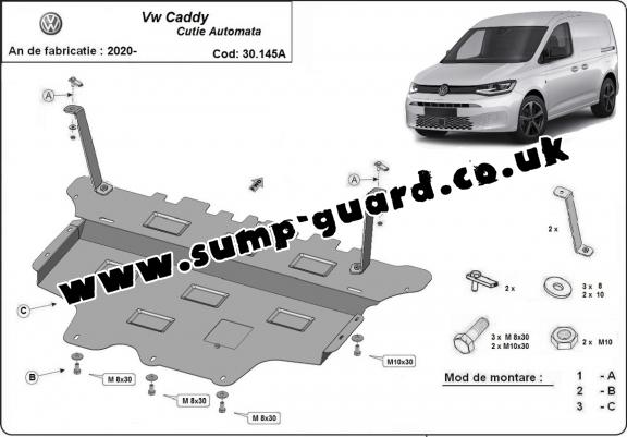 Steel sump guard for VW Caddy- automatic gearbox