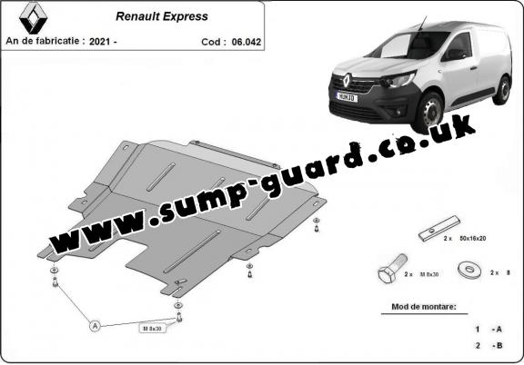 Steel sump guard for Renault Express