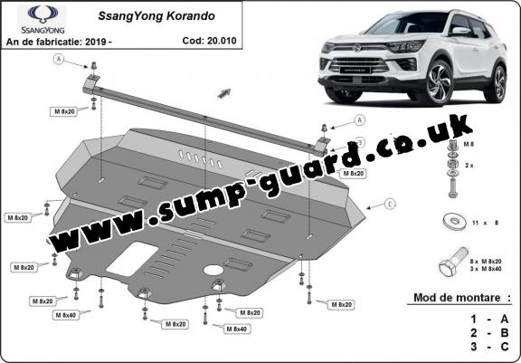 Steel sump guard for SsangYong Korando