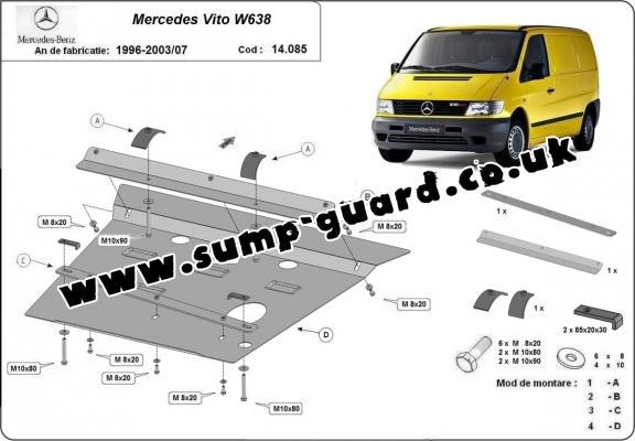 Steel sump guard for the protection of the engine and the gearbox for Mercedes Vito