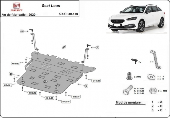 Steel sump guard for Seat Leon Mk4