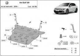 Steel sump guard for VW Golf 8