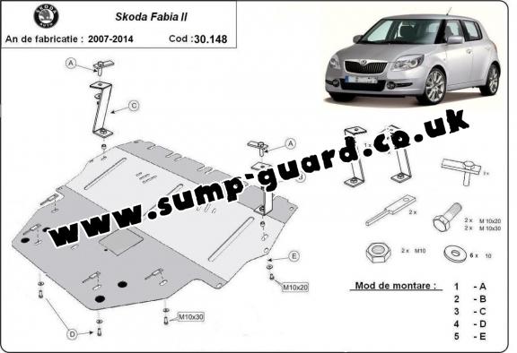 Steel sump guard for Skoda Fabia 2 Diesel