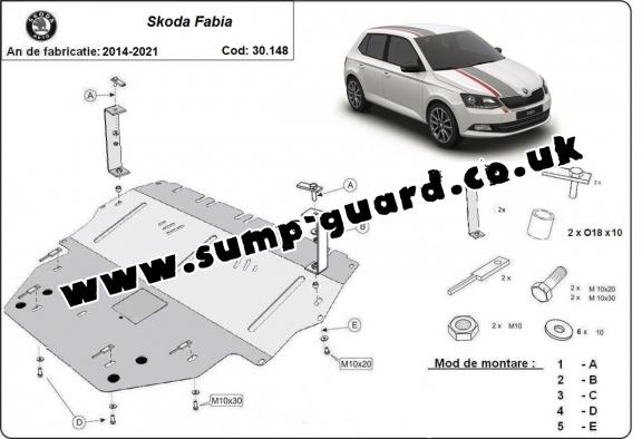 Steel sump guard for Skoda Fabia 3 Diesel