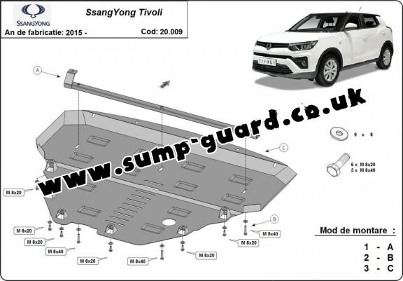 Steel sump guard for SsangYong Tivoli