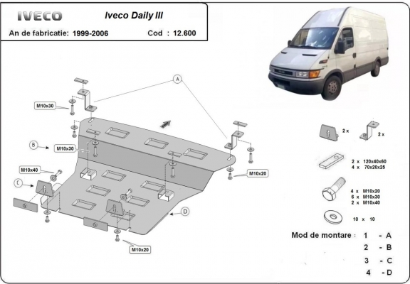 Steel sump guard for Iveco Daily 3