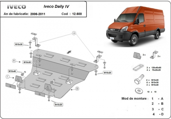 Steel sump guard for Iveco Daily 4
