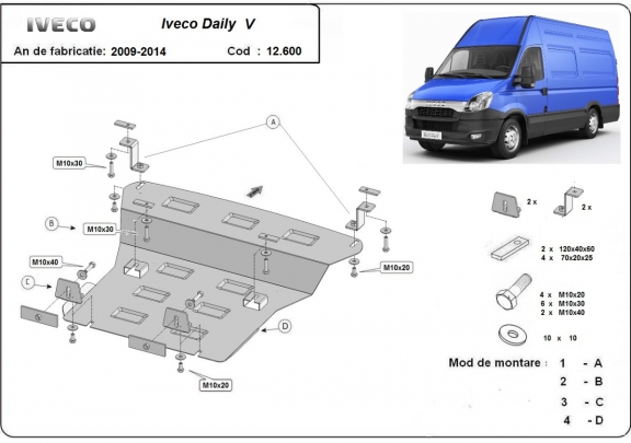 Steel sump guard for Iveco Daily 5