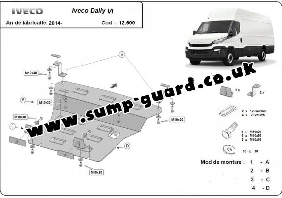 Steel sump guard for Iveco Daily 6
