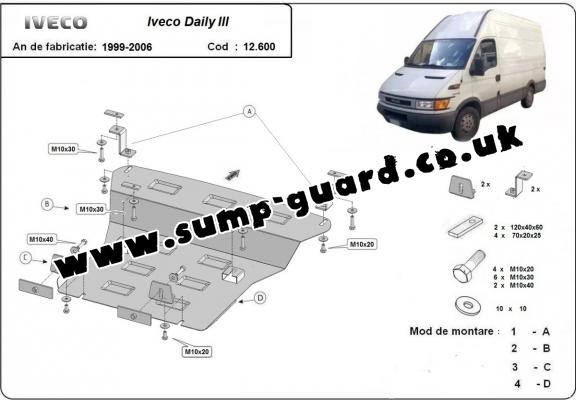 Steel sump guard for Iveco Daily 3